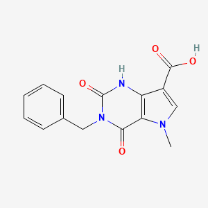 molecular formula C15H13N3O4 B1438853 3-benzyl-5-methyl-2,4-dioxo-2,3,4,5-tetrahydro-1H-pyrrolo[3,2-d]pyrimidine-7-carboxylic acid CAS No. 1105191-25-0