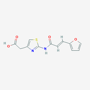 molecular formula C12H10N2O4S B1438854 (2-{[3-(2-Furyl)prop-2-enoyl]amino}-1,3-thiazol-4-yl)acetic acid CAS No. 1105193-78-9