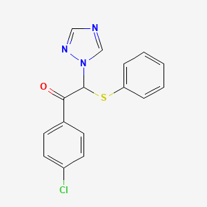 molecular formula C16H12ClN3OS B14388546 1-(4-Chlorophenyl)-2-(phenylsulfanyl)-2-(1H-1,2,4-triazol-1-yl)ethan-1-one CAS No. 88577-95-1