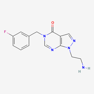 molecular formula C14H14FN5O B1438861 1-(2-氨基乙基)-5-(3-氟苄基)-1,5-二氢-4H-吡唑并[3,4-d]嘧啶-4-酮 CAS No. 1105196-92-6