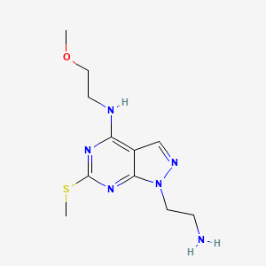 molecular formula C11H18N6OS B1438864 1-(2-aminoethyl)-N-(2-methoxyethyl)-6-(methylthio)-1H-pyrazolo[3,4-d]pyrimidin-4-amine CAS No. 1105197-53-2
