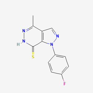 molecular formula C12H9FN4S B1438865 1-(4-fluorophenyl)-4-methyl-1H-pyrazolo[3,4-d]pyridazine-7-thiol CAS No. 1105198-21-7