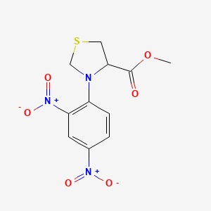 molecular formula C11H11N3O6S B14388659 Methyl 3-(2,4-dinitrophenyl)-1,3-thiazolidine-4-carboxylate CAS No. 89860-82-2