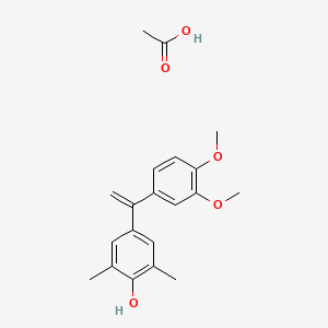 molecular formula C20H24O5 B14388668 Acetic acid;4-[1-(3,4-dimethoxyphenyl)ethenyl]-2,6-dimethylphenol CAS No. 88467-25-8