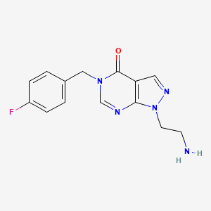 molecular formula C14H14FN5O B1438868 1-(2-aminoethyl)-5-(4-fluorobenzyl)-1,5-dihydro-4H-pyrazolo[3,4-d]pyrimidin-4-one CAS No. 1105196-86-8