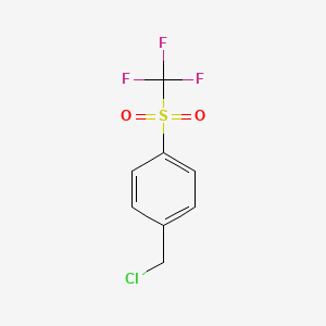 molecular formula C8H6ClF3O2S B14388957 Benzene, 1-(chloromethyl)-4-[(trifluoromethyl)sulfonyl]- CAS No. 89807-52-3