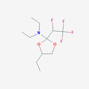molecular formula C11H19F4NO2 B14389032 N,N,4-Triethyl-2-(1,2,2,2-tetrafluoroethyl)-1,3-dioxolan-2-amine CAS No. 89752-27-2