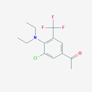 molecular formula C13H15ClF3NO B14389093 1-[3-Chloro-4-(diethylamino)-5-(trifluoromethyl)phenyl]ethan-1-one CAS No. 88699-32-5