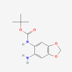 molecular formula C12H16N2O4 B1438912 叔丁基 N-(6-氨基-2H-1,3-苯并二氧杂环-5-基)氨基甲酸酯 CAS No. 1154989-54-4