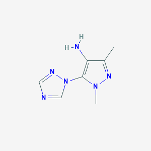 molecular formula C7H10N6 B1438913 1,3-二甲基-5-(1H-1,2,4-三唑-1-基)-1H-吡唑-4-胺 CAS No. 1157096-49-5