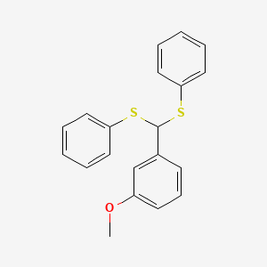molecular formula C20H18OS2 B14389243 Benzene, 1-[bis(phenylthio)methyl]-3-methoxy- CAS No. 87692-14-6