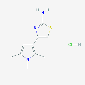 molecular formula C10H14ClN3S B1438932 4-(1,2,5-trimethyl-1H-pyrrol-3-yl)-1,3-thiazol-2-amine hydrochloride CAS No. 1170999-18-4
