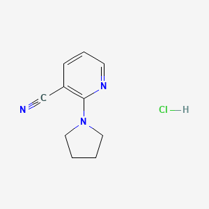 molecular formula C10H12ClN3 B1438933 2-(Pyrrolidin-1-yl)pyridine-3-carbonitrile hydrochloride CAS No. 1171498-25-1