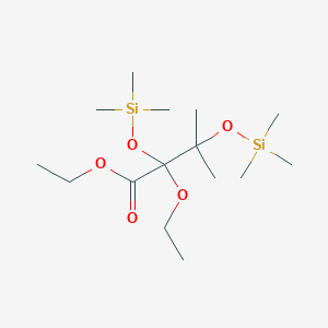 molecular formula C15H34O5Si2 B14389356 Ethyl 2-ethoxy-3-methyl-2,3-bis[(trimethylsilyl)oxy]butanoate CAS No. 90054-59-4