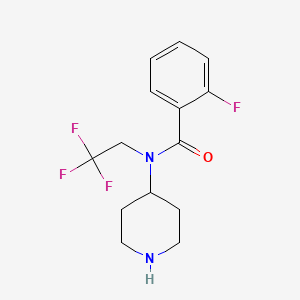 molecular formula C14H16F4N2O B1438936 2-氟-N-(哌啶-4-基)-N-(2,2,2-三氟乙基)苯甲酰胺 CAS No. 1155143-00-2