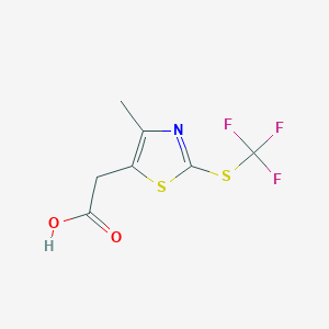 molecular formula C7H6F3NO2S2 B1438945 2-{4-Methyl-2-[(trifluoromethyl)sulfanyl]-1,3-thiazol-5-yl}acetic acid CAS No. 1154962-41-0