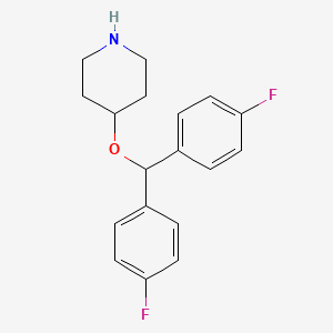 molecular formula C18H19F2NO B14389481 4-[Bis(4-fluorophenyl)methoxy]piperidine CAS No. 88535-96-0