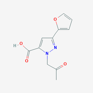 molecular formula C11H10N2O4 B1438953 3-(2-Furyl)-1-(2-oxopropyl)-1H-pyrazole-5-carboxylic acid CAS No. 1172738-94-1
