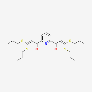 molecular formula C23H33NO2S4 B14389890 1,1'-(Pyridine-2,6-diyl)bis[3,3-bis(propylsulfanyl)prop-2-en-1-one] CAS No. 87568-85-2