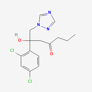 molecular formula C15H17Cl2N3O2 B14389910 2-(2,4-Dichlorophenyl)-2-hydroxy-1-(1H-1,2,4-triazol-1-yl)heptan-4-one CAS No. 88049-47-2