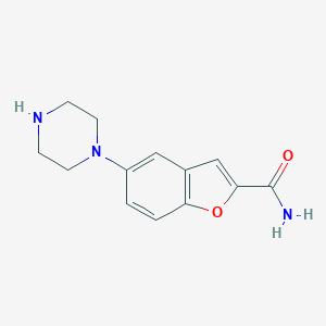 molecular formula C13H15N3O2 B143904 5-(Piperazin-1-yl)benzofuran-2-carboxamide CAS No. 183288-46-2