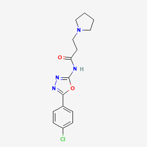 molecular formula C15H17ClN4O2 B14390495 N-[5-(4-Chlorophenyl)-1,3,4-oxadiazol-2-yl]-3-(pyrrolidin-1-yl)propanamide CAS No. 89757-88-0