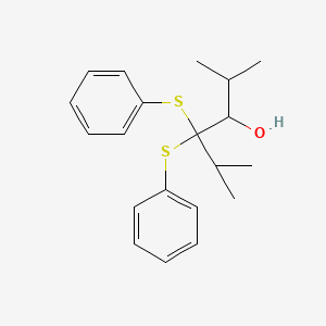 molecular formula C20H26OS2 B14390530 2,5-Dimethyl-4,4-bis(phenylsulfanyl)hexan-3-ol CAS No. 88065-28-5