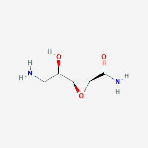 molecular formula C5H10N2O3 B143906 (2S,3S)-3-[(1R)-2-Amino-1-hydroxyethyl]oxirane-2-carboxamide CAS No. 134959-01-6
