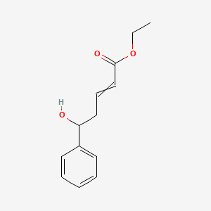 molecular formula C13H16O3 B14390661 Ethyl 5-hydroxy-5-phenylpent-2-enoate CAS No. 89922-40-7
