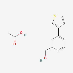 molecular formula C13H14O3S B14390937 Acetic acid;(3-thiophen-3-ylphenyl)methanol CAS No. 89929-86-2