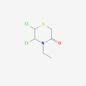 molecular formula C6H9Cl2NOS B14391226 5,6-Dichloro-4-ethylthiomorpholin-3-one CAS No. 87904-93-6