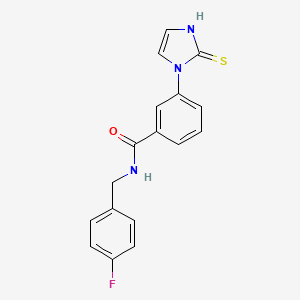 N-[(4-fluorophenyl)methyl]-3-(2-sulfanyl-1H-imidazol-1-yl)benzamide