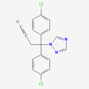 molecular formula C18H13Cl2N3 B14391341 1-[1,1-Bis(4-chlorophenyl)but-3-yn-1-yl]-1H-1,2,4-triazole CAS No. 88557-69-1