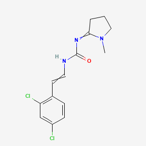 molecular formula C14H15Cl2N3O B14391727 N-[2-(2,4-Dichlorophenyl)ethenyl]-N'-(1-methylpyrrolidin-2-ylidene)urea CAS No. 90096-77-8