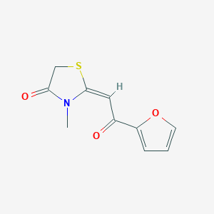 molecular formula C10H9NO3S B1439186 (2E)-2-[2-(furan-2-yl)-2-oxoethylidene]-3-methyl-1,3-thiazolidin-4-one CAS No. 1000932-21-7