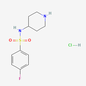 molecular formula C11H16ClFN2O2S B1439187 4-Fluoro-N-(piperidin-4-yl)benzenesulfonamide hydrochloride CAS No. 913634-50-1