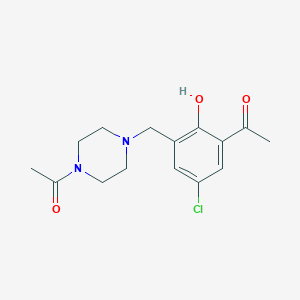 molecular formula C15H19ClN2O3 B1439194 1-{4-[(3-Acetyl-5-chloro-2-hydroxyphenyl)methyl]piperazin-1-yl}ethan-1-one CAS No. 1157885-84-1