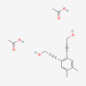 molecular formula C18H22O6 B14391961 Acetic acid;3-[2-(3-hydroxyprop-1-ynyl)-4,5-dimethylphenyl]prop-2-yn-1-ol CAS No. 88606-81-9