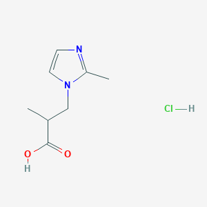 molecular formula C8H13ClN2O2 B1439212 2-methyl-3-(2-methyl-1H-imidazol-1-yl)propanoic acid hydrochloride CAS No. 1171540-72-9