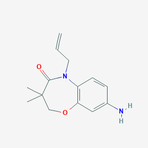 molecular formula C14H18N2O2 B1439213 5-allyl-8-amino-3,3-dimethyl-2,3-dihydro-1,5-benzoxazepin-4(5H)-one CAS No. 1170001-31-6