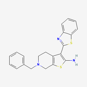 molecular formula C21H19N3S2 B1439219 3-(1,3-Benzothiazol-2-yl)-6-benzyl-4,5,6,7-tetrahydrothieno[2,3-c]pyridin-2-amine CAS No. 1105194-89-5