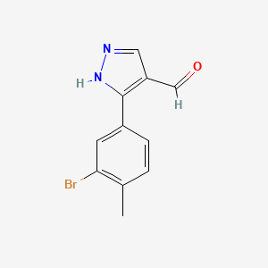 molecular formula C11H9BrN2O B1439224 3-(3-Bromo-4-methylphenyl)-1H-pyrazole-4-carbaldehyde CAS No. 1171762-40-5