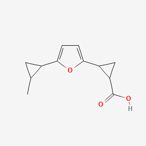 molecular formula C12H14O3 B1439226 2-[5-(2-Methylcyclopropyl)furan-2-yl]cyclopropane-1-carboxylic acid CAS No. 1218328-99-4