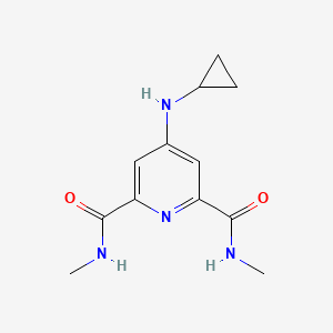 molecular formula C12H16N4O2 B14392303 4-(Cyclopropylamino)-N~2~,N~6~-dimethylpyridine-2,6-dicarboxamide CAS No. 88561-45-9