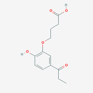 molecular formula C13H16O5 B143924 Butanoic acid, 4-(2-hydroxy-5-(1-oxopropyl)phenoxy)- CAS No. 137150-48-2