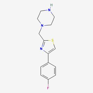 molecular formula C14H16FN3S B1439240 1-{[4-(4-Fluorophenyl)-1,3-thiazol-2-yl]methyl}piperazine CAS No. 1040631-44-4