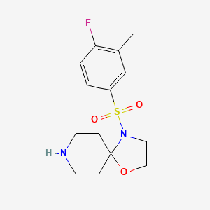 molecular formula C14H19FN2O3S B1439244 4-((4-Fluoro-3-methylphenyl)sulfonyl)-1-oxa-4,8-diazaspiro[4.5]decane CAS No. 1172262-16-6