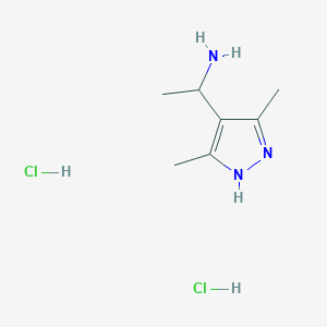 molecular formula C7H15Cl2N3 B1439251 1-(3,5-dimethyl-1H-pyrazol-4-yl)ethan-1-amine dihydrochloride CAS No. 936939-96-7
