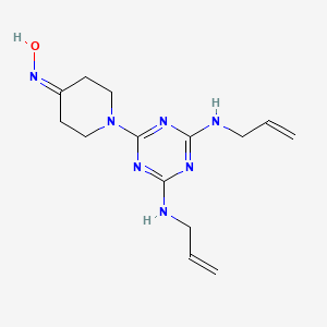molecular formula C14H21N7O B14392554 N-(1-{4,6-Bis[(prop-2-en-1-yl)amino]-1,3,5-triazin-2-yl}piperidin-4-ylidene)hydroxylamine CAS No. 88535-67-5