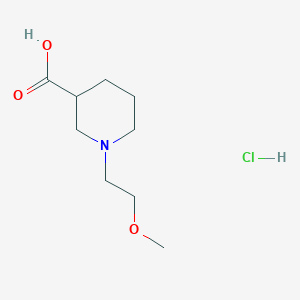 molecular formula C9H18ClNO3 B1439260 1-(2-Methoxyethyl)piperidine-3-carboxylic acid hydrochloride CAS No. 1185299-82-4